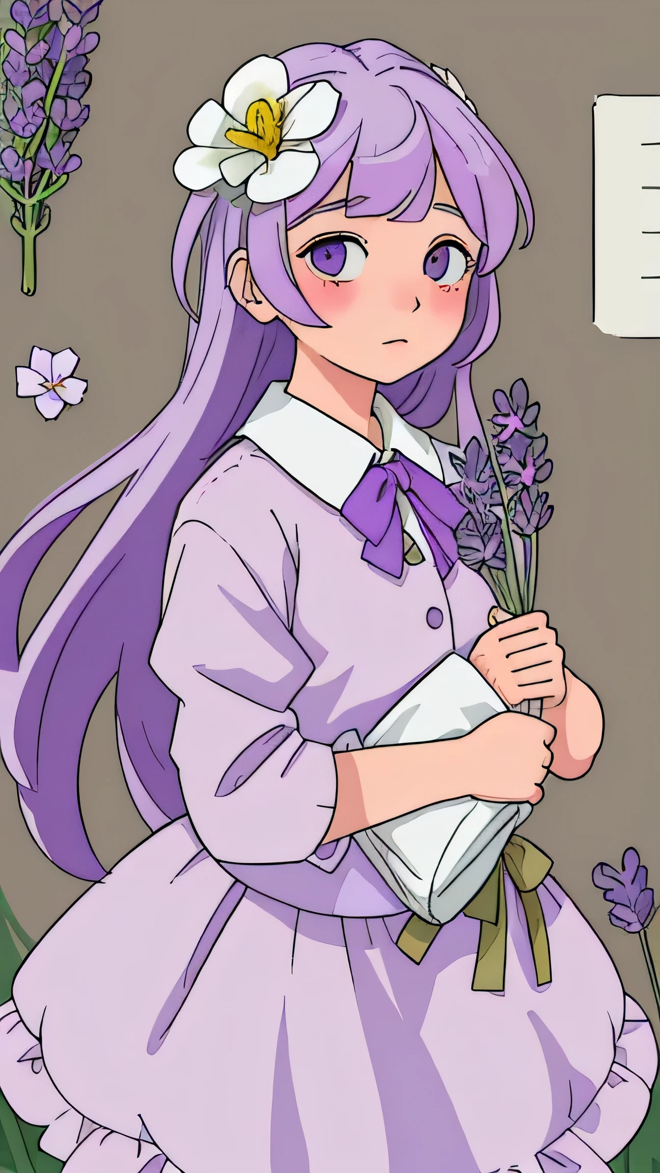 lavender girl with cotton flowers