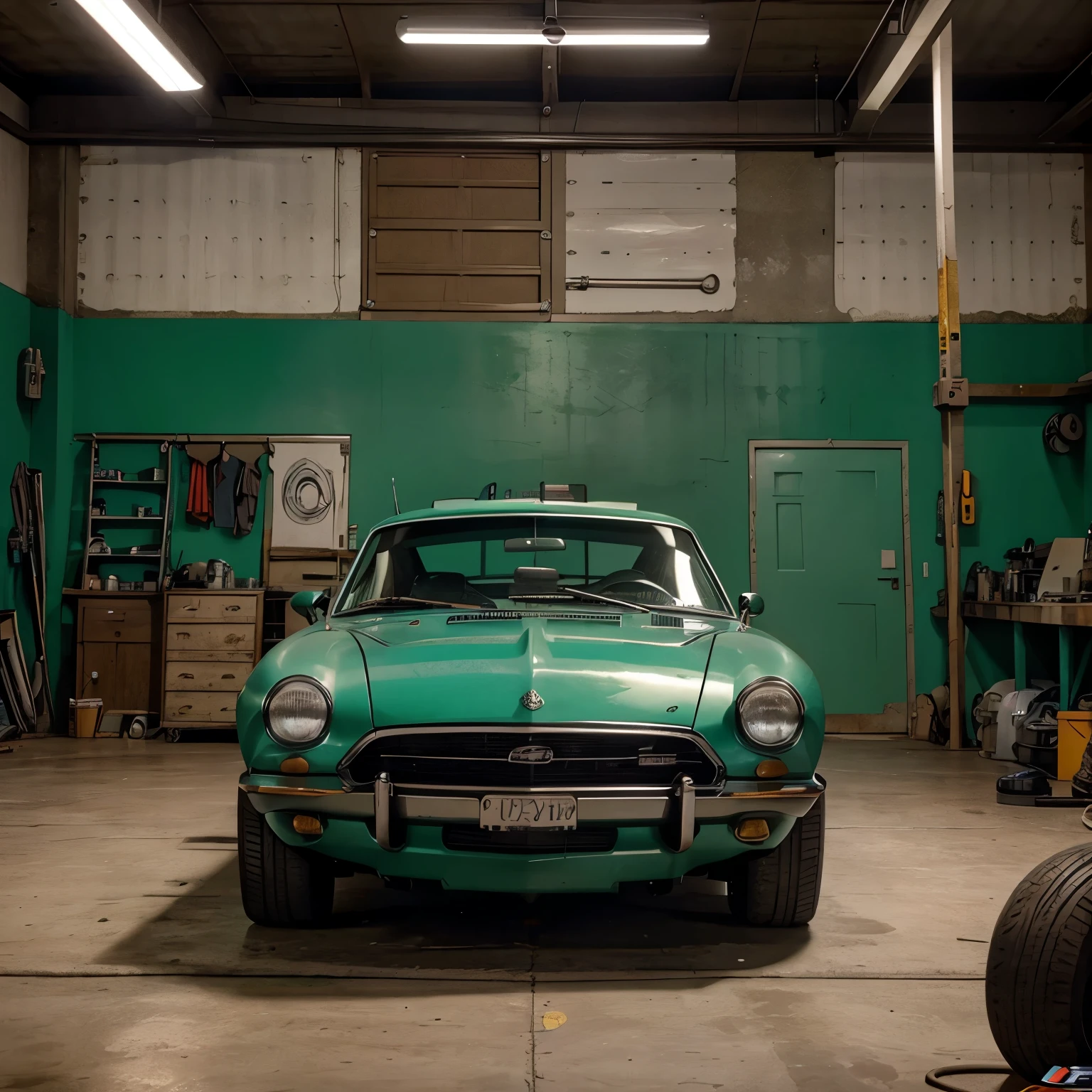 Create a complete auto mechanic shop that also includes bodywork and car modifications and adaptations. The achievement you will give to the workshop will say Tactical By Mongo. Los colores con que quiero que hagas el taller es el verde lima y el color negro