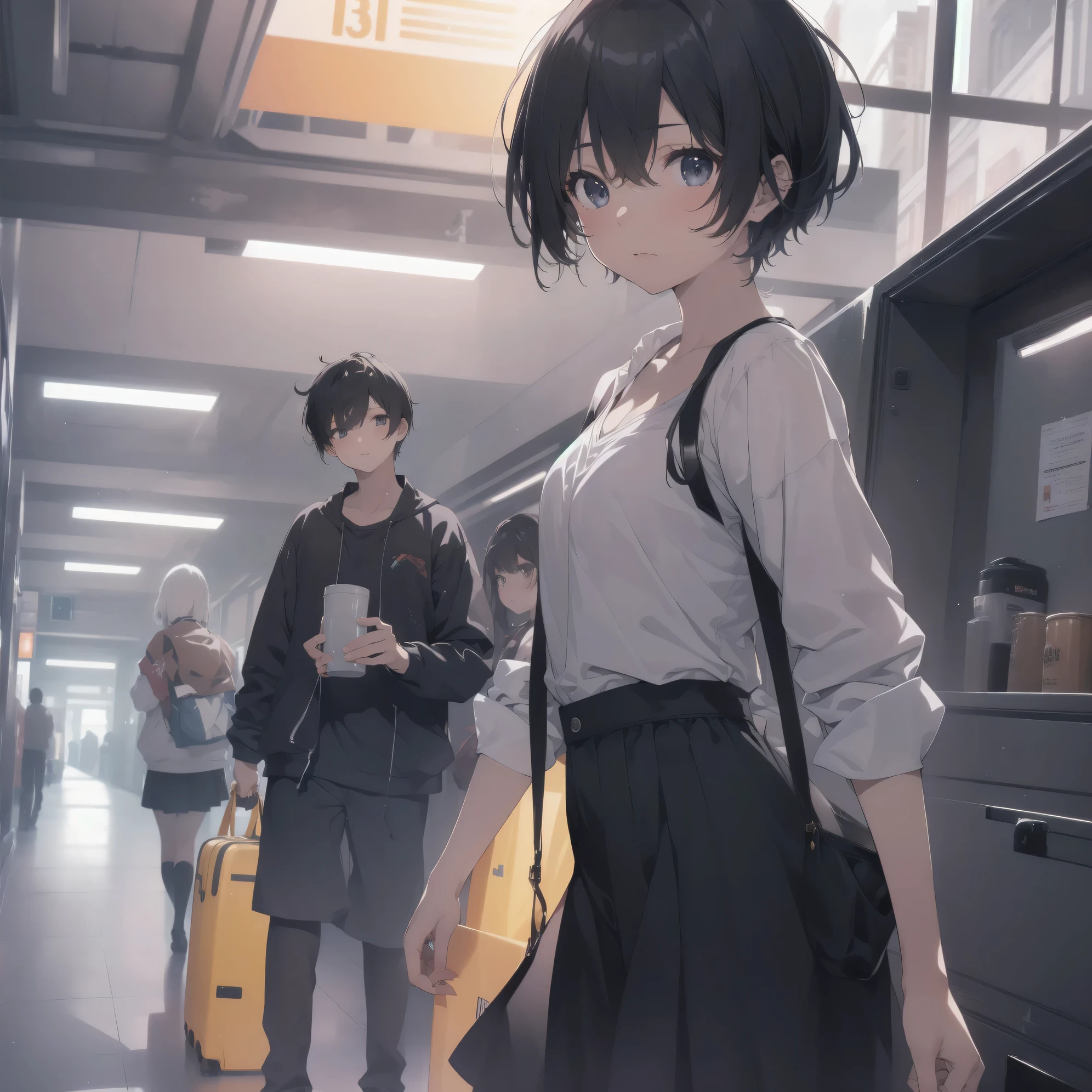 ultra-absurdres-Top quality by artist God, ultra-detailed, high resolution, anime moe artstyle, best anime 8k konachan wallpaper, pixiv contest winner,pool:2810, perfect anatomy,break, 1girl, (Please draw a girl walking sleepily to school alone. )break,(Solo,little female, -yeld:1.Full limbs, complete fingers,a junior hishort hair), short cut, flat chest, , small butt, small black eyes, beautiful detailed eyes, well-proportioned iris and pupils, expressive eyes, highres detailed hair, soft expression, school_uniform, official_alternate_costume, pleated skirt,(Detailed Lighting), (Detailed background), in the School commute route. break,super detailed skin, Best cinematic lighting powered by famous artist, 8k,beauty illustration,photoshop_(medium),very aesthetic,break,((artist:yaegashi_nan )), artist:akinashi yuu ,artist:oyari ashito ,artist:kantoku ,