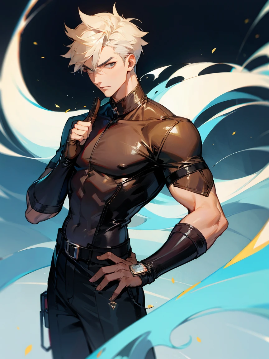 high quality,1 boy,mature male,pretty face,handsome man,Pearl leather,Men in their 20s,Potrat