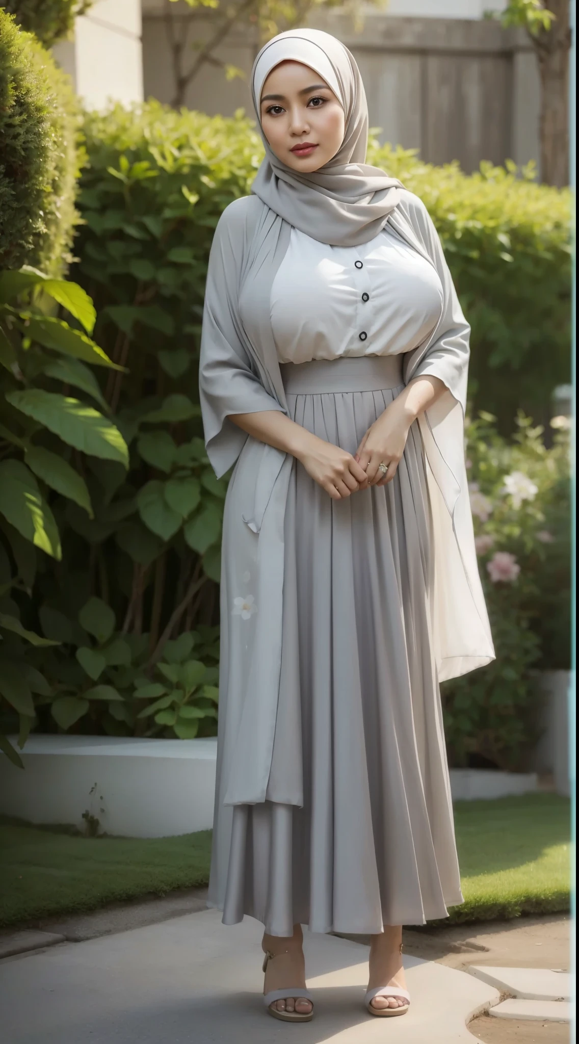 50 years Old, Hijab Indonesian mature woman, Big Tits : 66.9, Gamis, Breast out from her clothes : 1.9, at doctor office, Dark light, at Nighttime