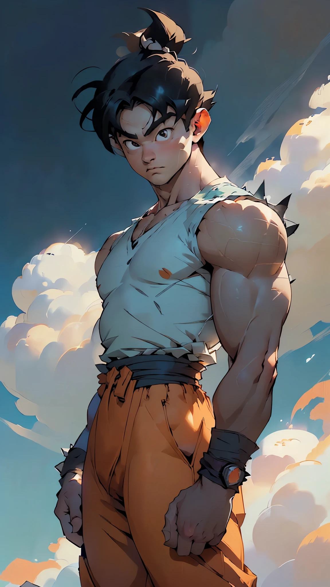 goku flexing his abs