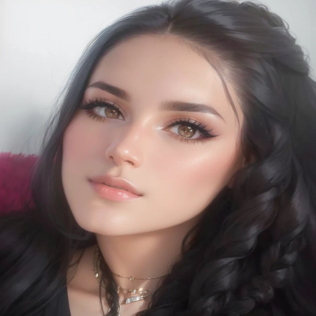 a close up of a woman with long black hair and a necklace, estefania villegas burgos, ayahausca, profile image, fernanda suarez, by Nándor Katona, 1 8 yo, lorena avarez, alanis guillen, 2 8 years old, 30 years old woman, 3 0 years old woman