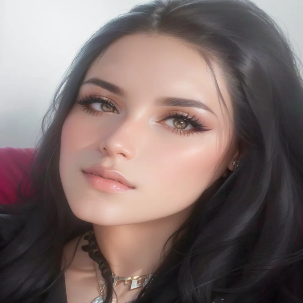 a close up of a woman with long black hair and a necklace, estefania villegas burgos, ayahausca, profile image, fernanda suarez, by Nándor Katona, 1 8 yo, lorena avarez, alanis guillen, 2 8 years old, 30 years old woman, 3 0 years old woman