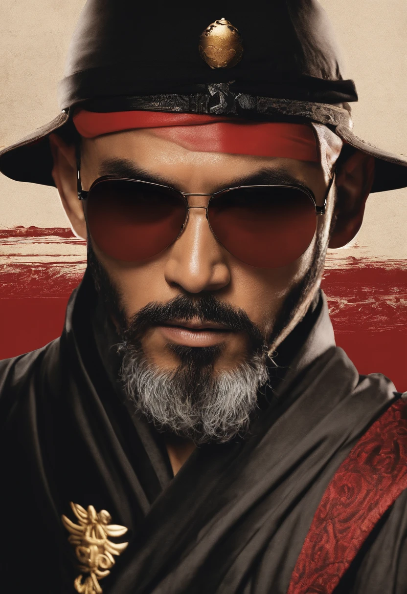 KANZENATE, Ninja, Karate, Shotokan, Ninjutsu, Kung Fu, usando camiseta branca, casaco preto, casaco marrom, oculos Ray Ban aviador, chapeu do vietnan