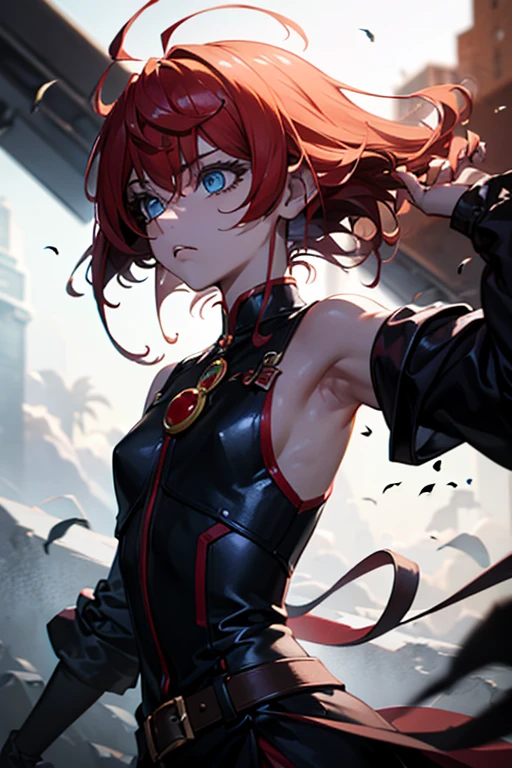 (La mejor calidad,4k,8k,Altas Resoluciones,Obra maestra:1.2),Ultra detallado, ,Anime style, colores vibrantes, intense illumination, escena sangrienta, Chica de anime moribunda, rasgos faciales realistas, ojos detallados, Labios detallados, cabello rojo que fluye, dramatic pose, expression sad, fondo oscuro, Dramatic lighting, dynamic composition, Impacto emocional, Detalles sangrientos