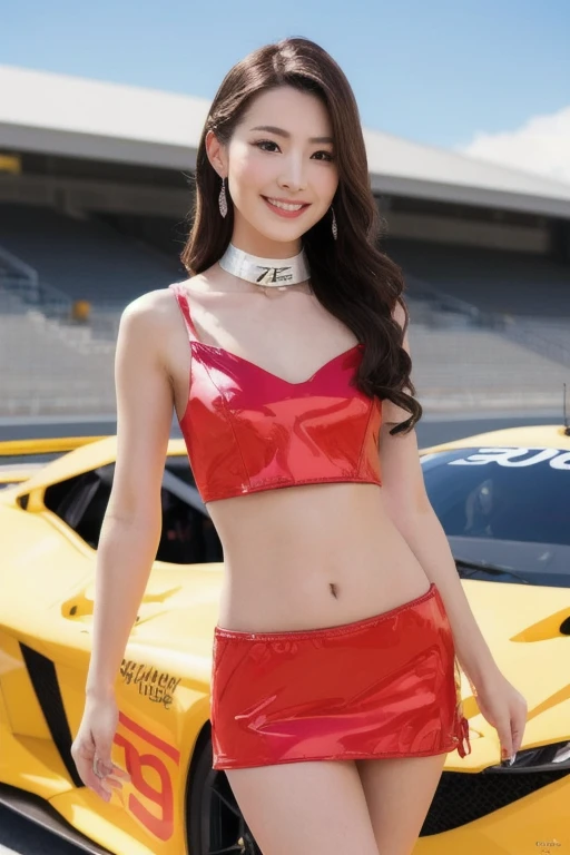 super girl, Realistic, hight resolution, Hyper-Resolution, 富士XT3, Detailed, fullbody image,Delicate full-body photo、White and red skeleton bodysuit、Sexy Shots,Niō Standing,Smiled,Transparent,