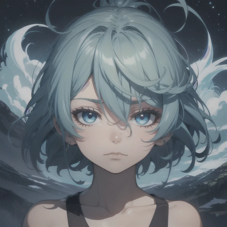 masterpiece, 8k, high resolution, detailed background, bokeh, cave with blue natural lighting, yelan, solo, long hair, looking at viewer, standing in front, ((white bikini)), cleavage, blushing, closed mouth, ((sfw)), perfect portrait, cinematic background, glowing particles, semi-realistic, 