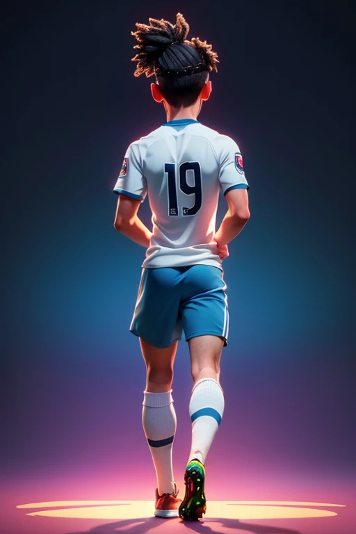 full cartoon image of full body of soccer player from his back