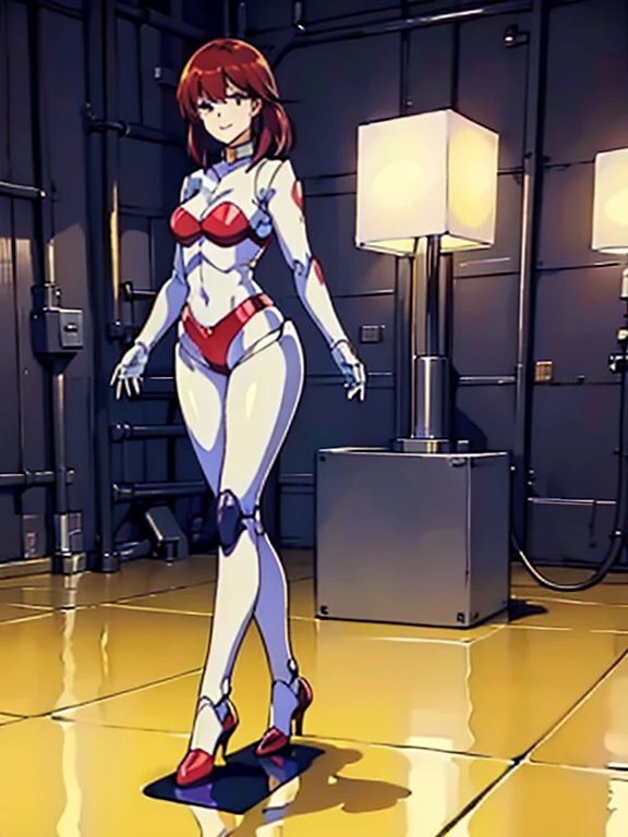 name,
(highest quality, masterpiece, Raw photo),
A girl whose whole body is mechanical,
alone,
looking at the viewer,
smile,
master piece,
full body shot,
Whole body aesthetics,
ball jointed doll,
Everything except the face is a machine,
White frame except for face,
Golden Collar,
Pale red top,
Pale red arm covers,
Pale red bottoms,
Pale red leg covers,