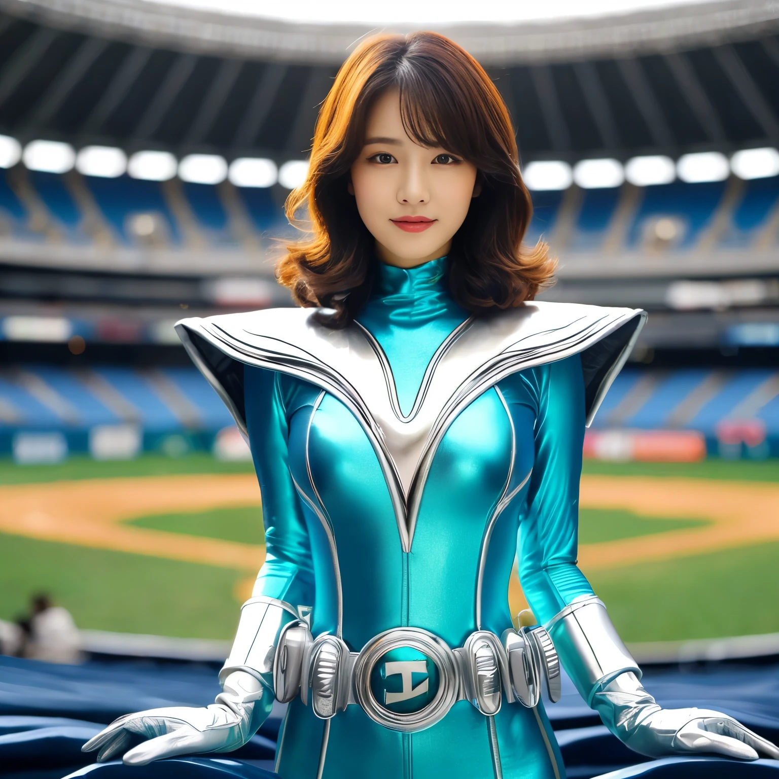 best image quality、Super high resolution、(realism:1.4)、Korean beauty star、The most beautiful KPOP star、horny face、Horny Korean makeup、erotic expression、A body that makes you want to touch it、erotic photos、((Realistic shiny satin fabric texture、High-gloss stretch satin fabric that is smooth and smooth to the touch.、The drape of the curved part of the shiny satin fabric、strong shiny costume、The smooth and beautiful quality and luster of the costumes、A shiny costume made of high-quality satin fabric with high density.、Smooth to the touch oil light liang ice 縝绸 ultra-class battleship skin coat COS、Super Sentai Women's Heroine Suit、Texture of costumes that satin fetishists respond to、Thin, glossy stretch satin fabric)),8K photo quality