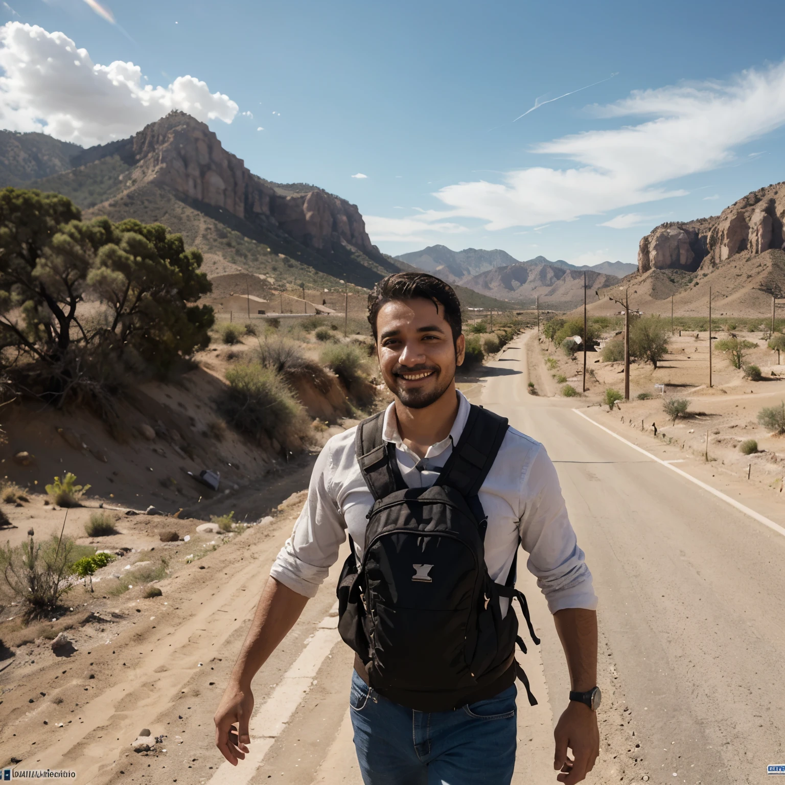 Page 1:
Panel 1:
An arid landscape in Mexico, with a small town in the background and mountains on the horizon.

Narrador: In a small Mexican town, Juan se despide de su familia y emprende un viaje incierto en busca de un futuro mejor.

Panel 2:
Juan camina por un sendero polvoriento, llevando una mochila en su espalda y mirando hacia el norte.

Narrador: With hope in the heart and the dream of a dignified life, Juan avanza hacia el norte, hacia la tierra prometida.

Page 2:
Panel 1:
Juan crosses a river, con una cerca y un cartel que dice "Bienvenido a Estados Unidos" al otro lado.

Narrador: After days of crossing, Juan llega a la frontera. Courageously, cross the river that separates two worlds.

Panel 2:
Juan camina por un desierto desolado, bajo el sol abrasador, con la mirada fija en el horizonte.

Narrador: The relentless desert reminds him of how difficult the road is, but your determination is stronger than the sweltering heat.

Page 3:
Panel 1:
Juan avista la cerca fronteriza, con luces y vigilancia en el horizonte. Su rostro refleja mezcla de esperanza y temor.

Narrador: Ante la imponente cerca, Juan knows that he is close to his goal, but danger still lurks at every step.

Panel 2:
Juan se desliza bajo un agujero en la cerca, con cuidado y sigilo.

Narrador: With cunning and determination, Juan overcomes the obstacles and makes his way to the other side.

Page 4:
Panel 1:
Juan llega a un barrio de la ciudad, con rascacielos y luces brillantes, mostrando el bullicio de la vida urbana.

Narrador: Finalmente, Juan llega a la ciudad, maravillado por la grandeza y la diversidad que le rodea.

Panel 2:
Juan finds a job in construction, junto a otros trabajadores migrantes, sonriendo mientras levantan vigas de acero.

Narrador: Con esfuerzo y sacrificio, Juan encuentra un lugar en esta tierra de oportunidades, contributing with their work and their dream.

Page 5:
Panel 1:
Juan sends money to his family in Mexico, with a satisfied smile on his face.

Narrador: A pesar