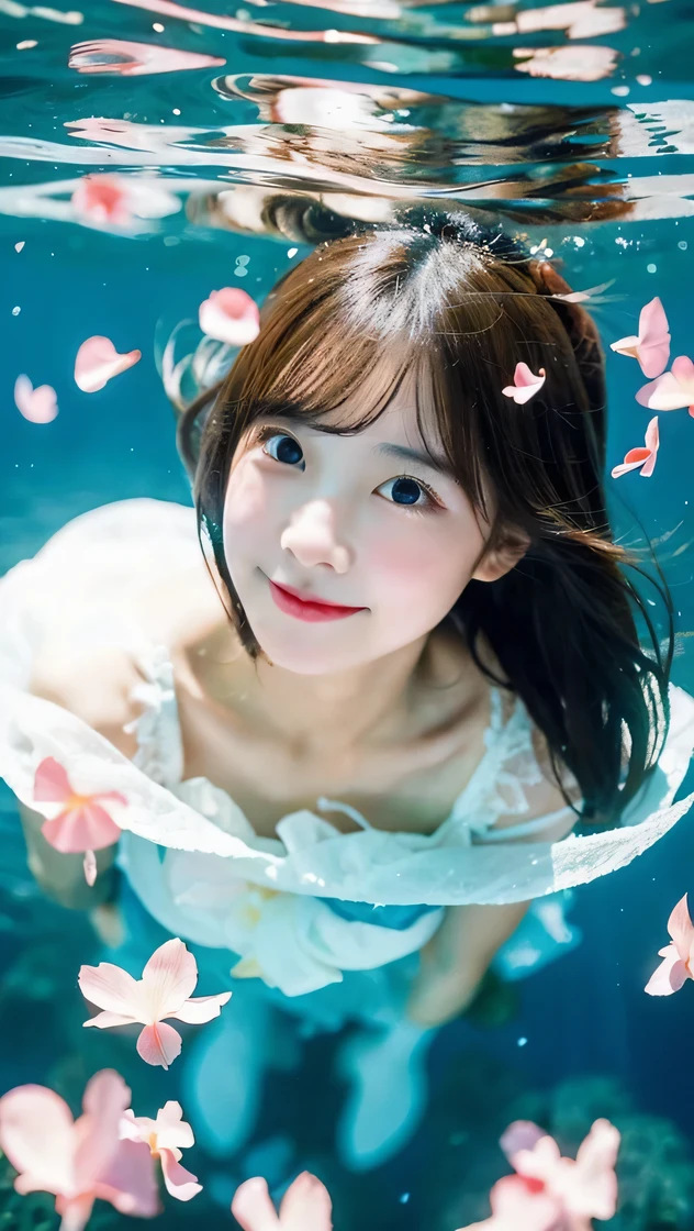 A close up of a woman in a white dress in the water - SeaArt AI