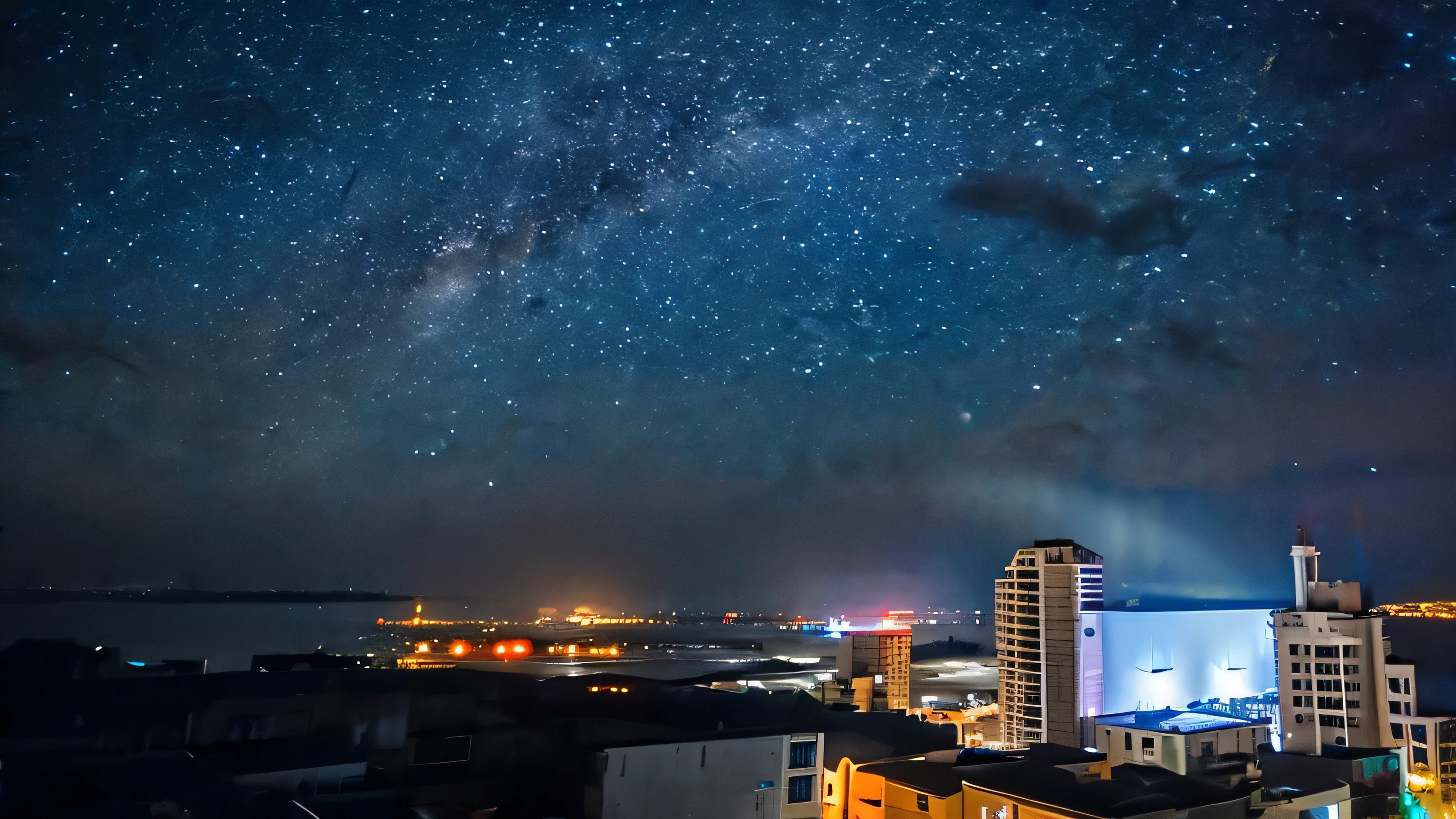highest quality pitch black Only one building late night Midnight Sky dark sky