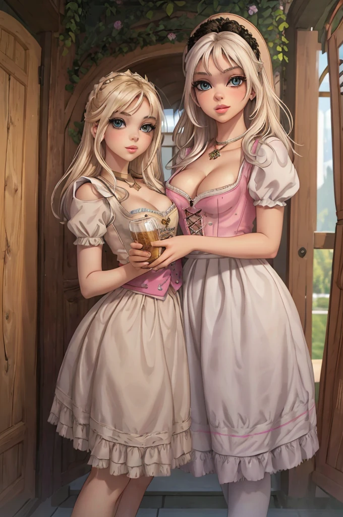 1girl, (Anya Taylor-Joy:1.2), realistic, photorealistic, graphic novel, impossible clothes, thick lips, full lips, big lips, (surprised:1.2), (shocked:1.2), [blonde hair|silver hair], two-tone hair, shiny hair, sunbeam, god-rays, bursting breasts, ambient light, rim-light, rimlighting, backlighting, realistic, (photorealistic:1.1), (lineart:0.8) irndl, a woman in traditional bavarian dress Standing poses for a picture , german woman, wearing a dirndl, Anya-Taylor-Joy
