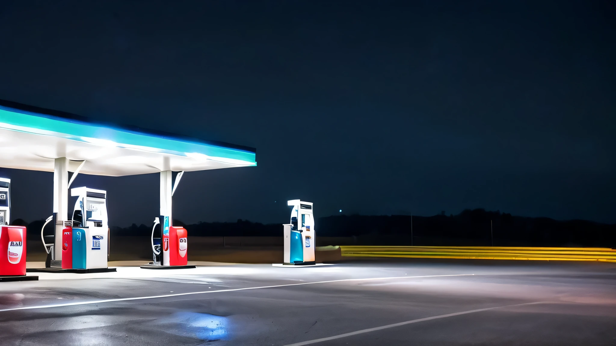 highest quality pitch black gas station dark background No lights