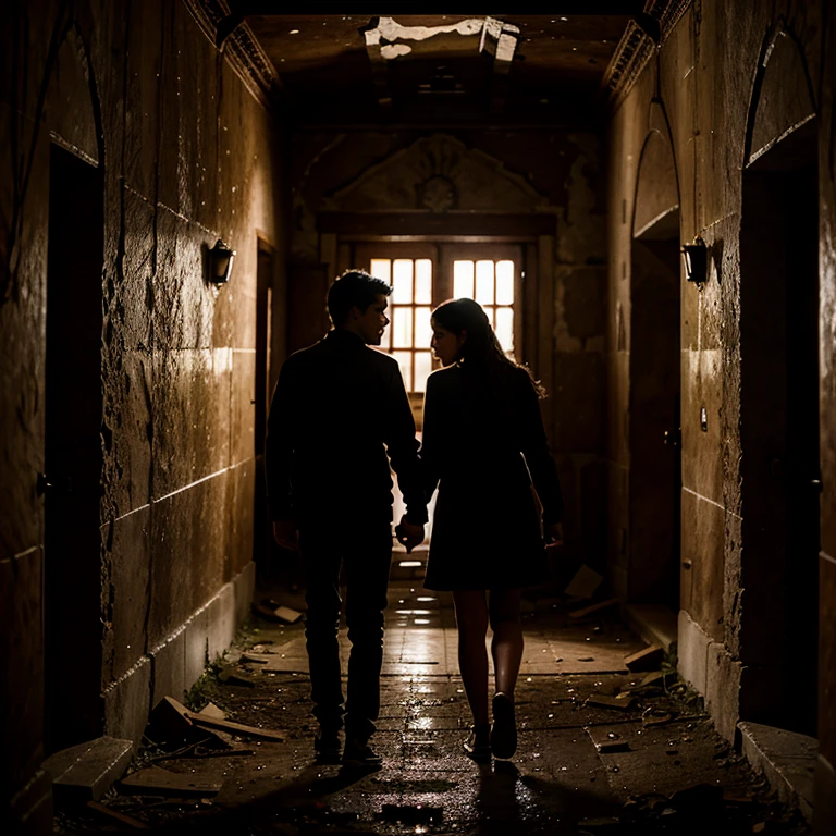 **En la oscuridad de la noche**, dos amigos, **Luis y Marta**, They decided to explore an old abandoned mansion