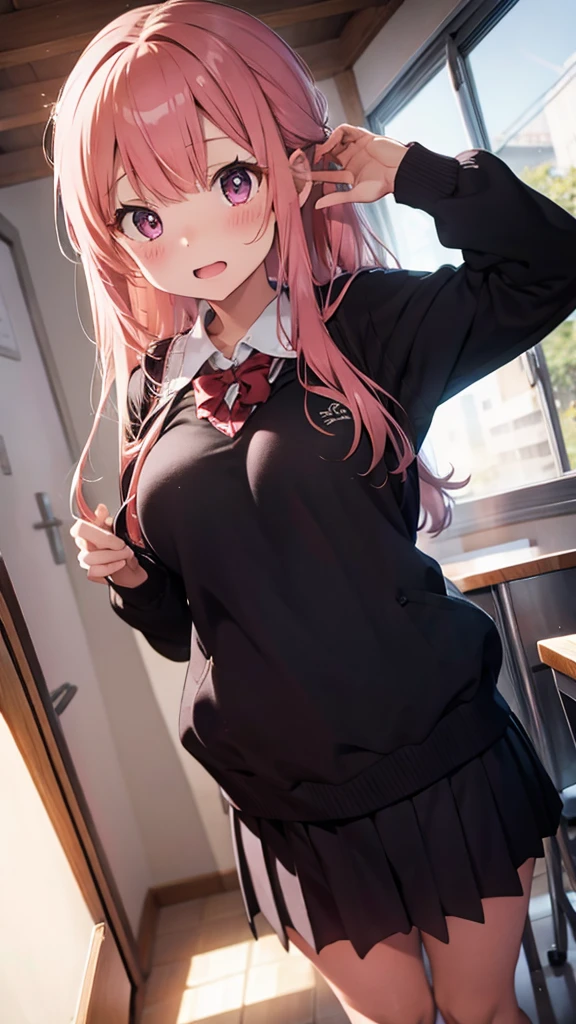 blue eyes,highest quality,High resolution,unity 8k wallpaper,(figure:0.8),(beautiful and fine eyes:1.6),detailed face,perfect lighting,Highly detailed CG,(perfect hands, perfect anatomy),young woman,lift the skirt,(white panties:1.2),nsfw,The Quintessential Quintuplets,Nino Nakano,classroom,Sweat