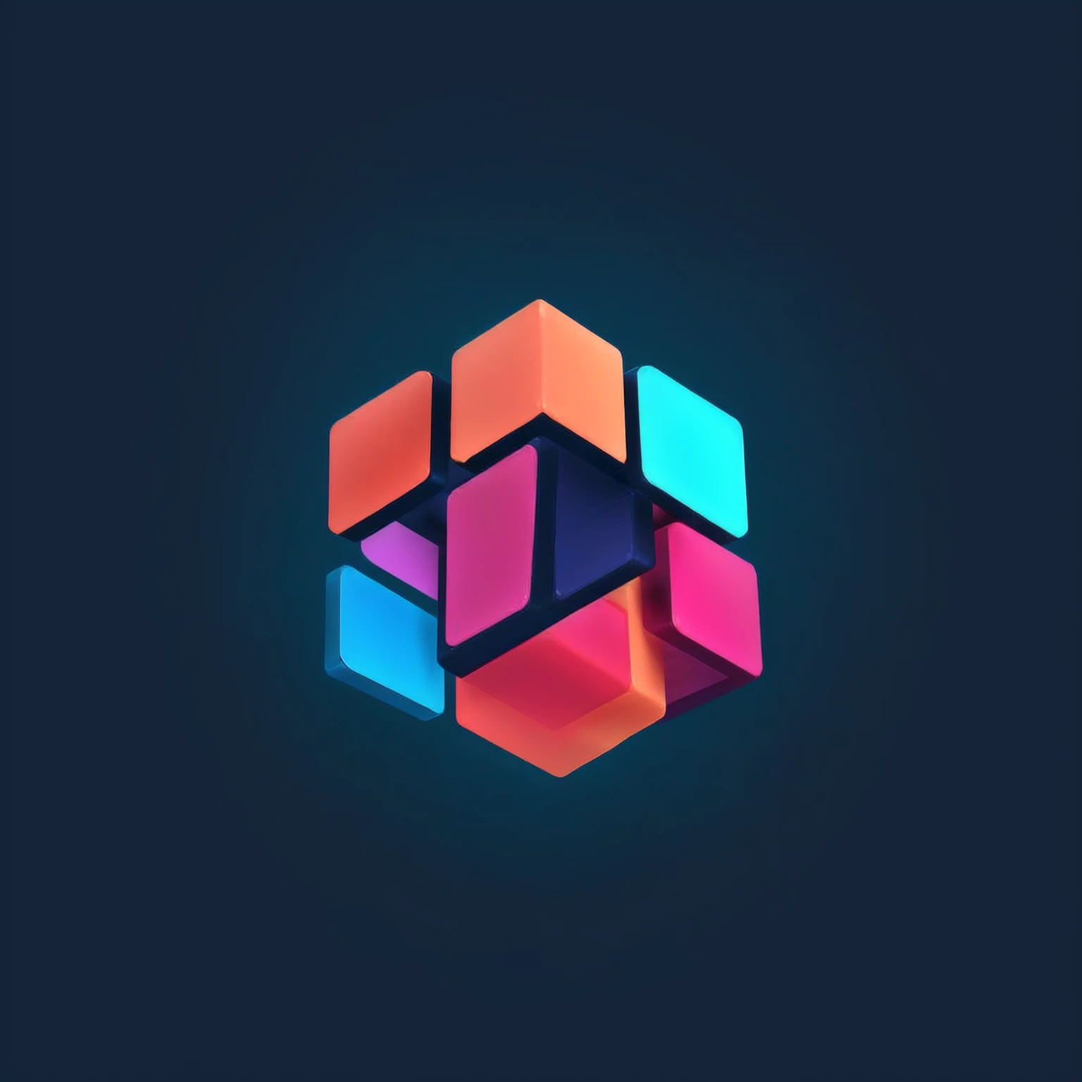 Design a three-dimensional color gradient Rubik's cube logo UI