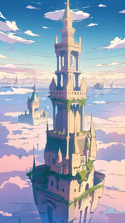(Extremely detailed floating city:1.3), ((1 detailed mirage-castle floats above the clouds)and(Detailed floats minarets illusion, detailed floats belfry illusion)and(Highly transparent mirage)and(Detailed view of the base of the Mirage castle)),ultra-detailed,extremely detailed and beautiful, sky and white cloud and sunset glow background,ultra-detailed birds, (floating city in bloom, Floating petals, blooming gardens in the sky, many vines on the wall:1.2)
Imagination, dream
/=
1 girl, (1 girl at floating city:1.3), (solo), (Super wide Angle lens), (back), behind head, white dress, (full body), (bare feet), (Backless dress), the girl away from camera, Holy Light, 8k