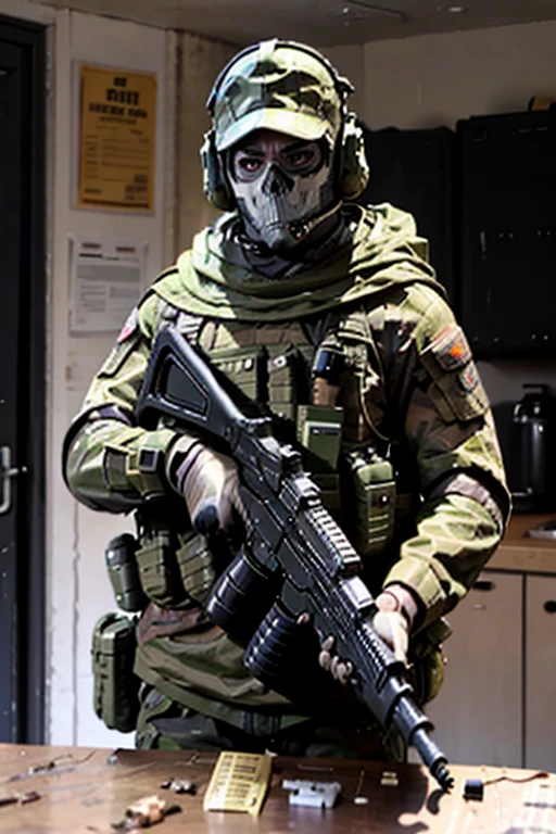 Ghost code soldier holding a firearm, fotografia de Corpo inteiro