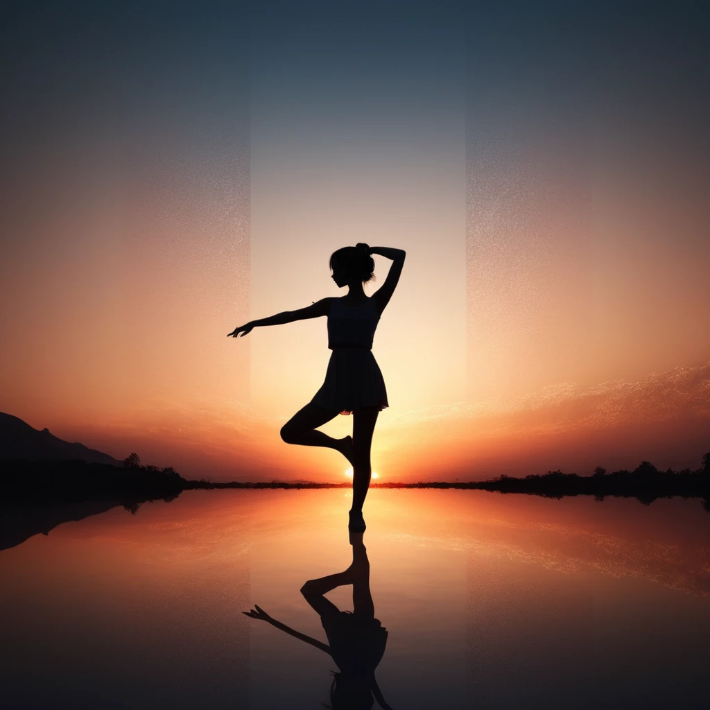 (masterpiece, best quality:1.2), 1girl, solo,standing_split,
Silhouette Art of 1girl, multiple exposure, sunset, enhance, intricate, (best quality, masterpiece, Representative work, official art, Professional, unity 8k wallpaper:1.3)