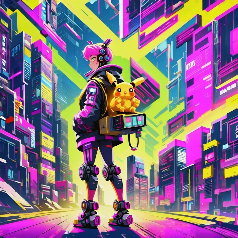 （（（Side view）））side close-up，a close up of a robot with a glowing head and a purple background, cyber mech, in style of beeple, cyberpunk pikachu, style hybrid mix of beeple, 3 d render beeple, cute elaborate epic robot, beeple masterpiece, cyberpunk art style, yellow mech, beeple!!, cyber steampunk 8 k 3 d（（（future）））（Telephoto angle of view）（Tilt-Shift）