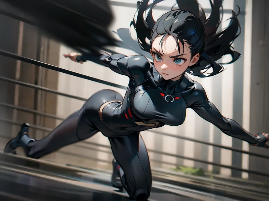 (best quality,realistic:1.37) A girl dodging bullets released with high speed, motion blur, intense action, dynamic movements,crisp details, vivid colors, sharp focus, professional artwork, cinematic atmosphere, surreal scene, stylized environment, dramatic lighting, bullet trails, fast-paced motion, high energy, adrenaline rush, striking composition, intense depth, freeze frame effect, digital artwork, concept art, futuristic setting, cyberpunk style, urban landscape, urban warriors, skilled martial arts, high-impact action, superhero powers, acrobatic agility, intense facial expressions, intense eye contact, determination, danger, suspenseful atmosphere, cinematic camera angles.