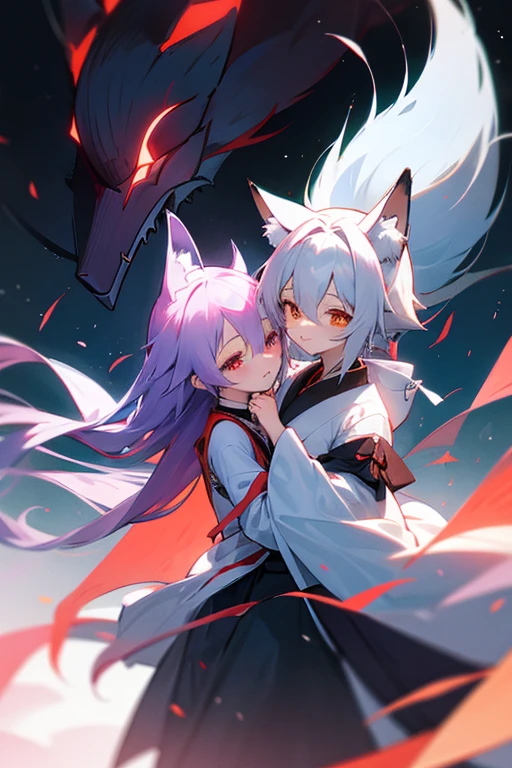fox、Kyuubi、yuri couple、cute、3×3