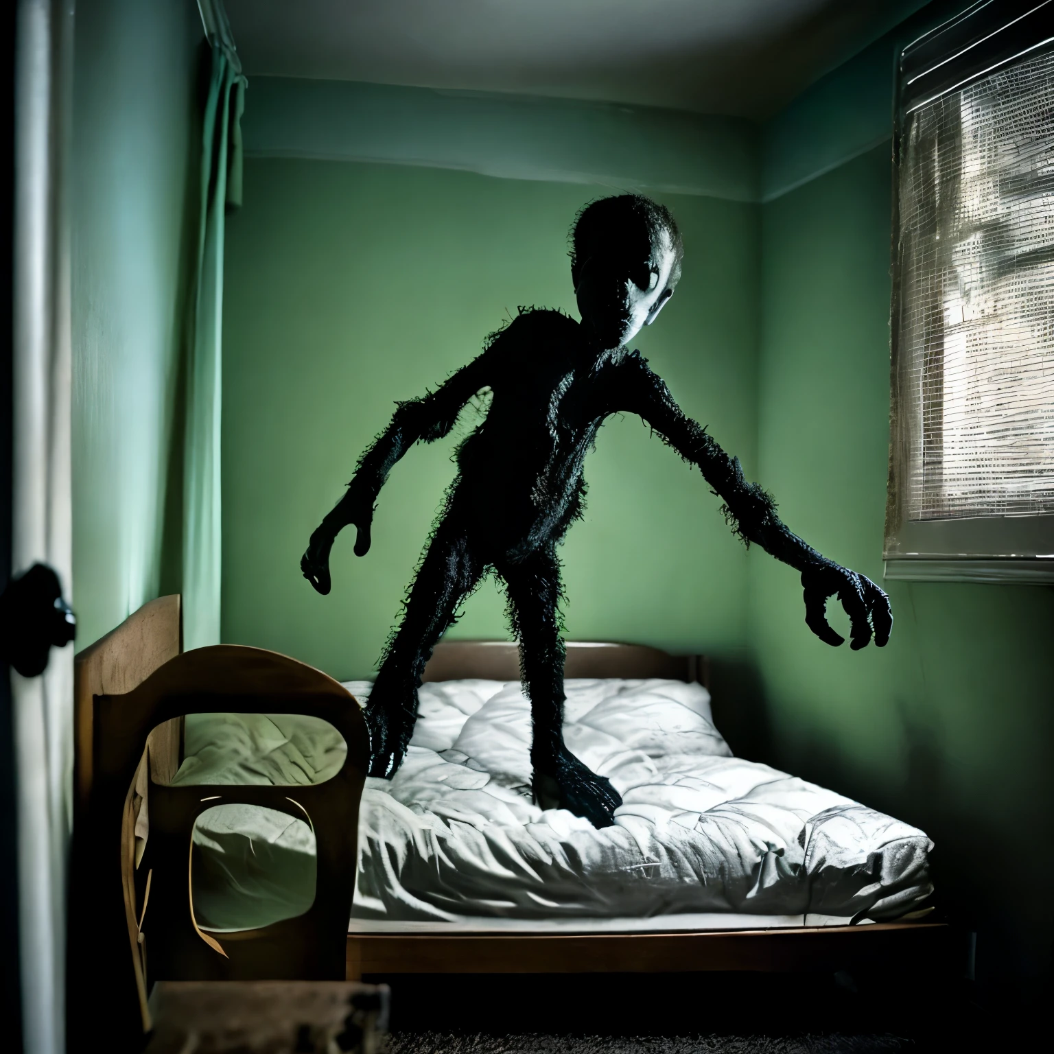 bizarre a arm appears under the ???'s bed, darkness ???'s room,
