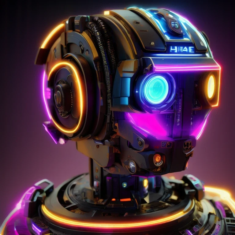 （（（Side view）））side close-up，a close up of a robot with a glowing head and a purple background, cyber mech, in style of beeple, cyberpunk pikachu, style hybrid mix of beeple, 3 d render beeple, cute elaborate epic robot, beeple masterpiece, cyberpunk art style, yellow mech, beeple!!, cyber steampunk 8 k 3 d（（（future）））（Telephoto angle of view）（Tilt-Shift）