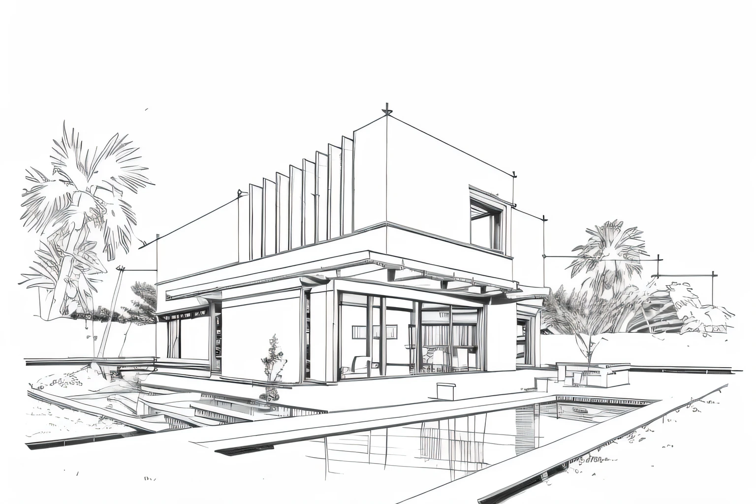 house exterior modern rustic style, rustic style architecture, timber pergola,  beams, stone walls, reclaimed wood, glass doors and windows,wood rail, large windows, outdoor living spaces, natural landscaping, masterpiece, highquality, realistic photo, canon eos 5D mark, natural light, 