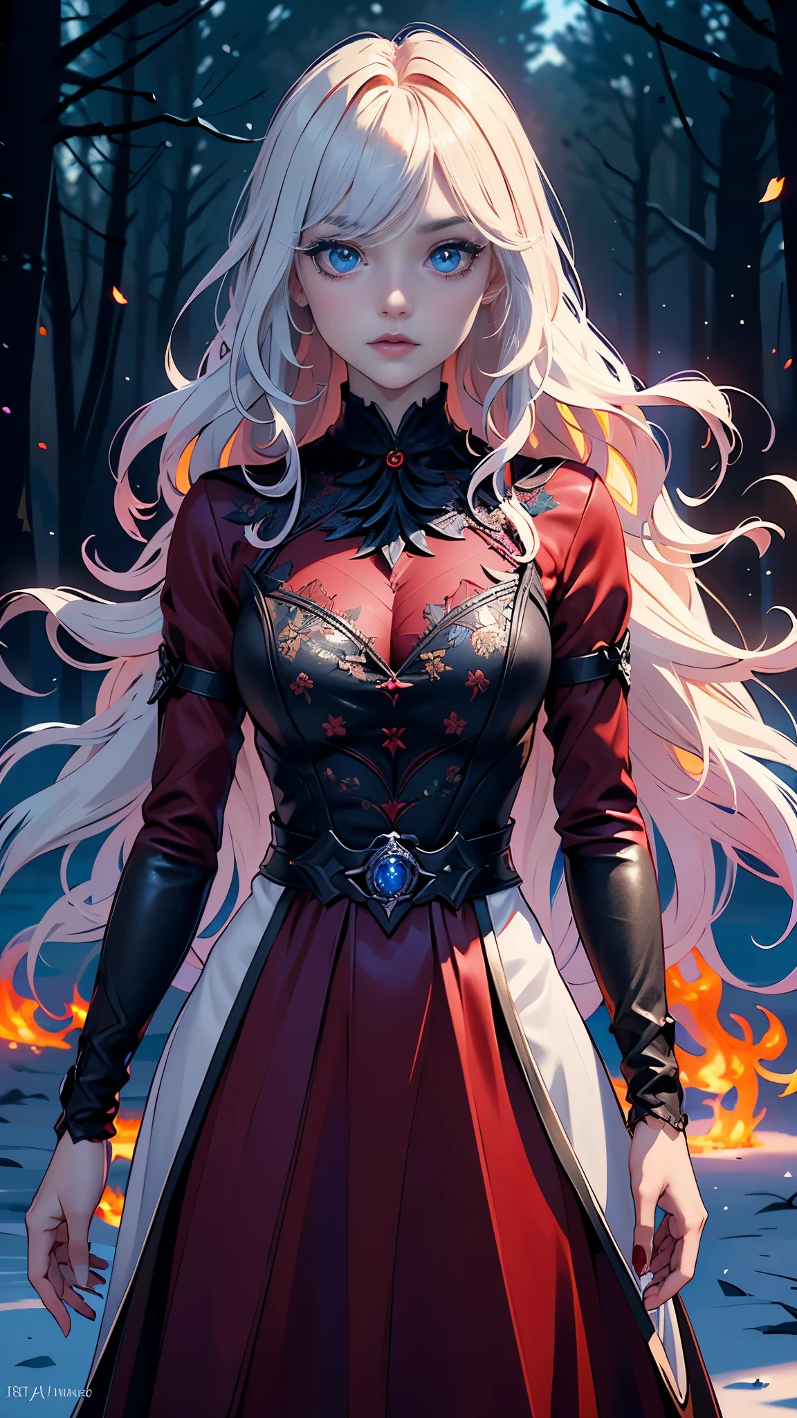 score_9, score_8_up, score_7_up, score_6_up, rating_explicit, 1girl, ((18YO:1.2)), Adult, full lips, big clear eyes, light blue eyes, ((blond hair:1)), (long wavy hair: 1.2),mad-wsps,made of mad-wsps,Painting,Color splash,highly detailed,Tempting ("The 22yo of Dreams":1.3),(art by Tatsuyuki Tanaka:1.4) ,(Detalles de la cara: 1.5, ojos azules brillantes, hermoso rostro, ojos bonitos, Contorno del iris, labios delgados: 1.5, Thin, sharp pale eyebrows, Long, dark eyelashes, double tabs),Surprising,Muted Colors,Decals,(Floral motives:1.4) ,asymmetrical,(manos perfectas detailed : 1.5), (Friarmoody lighting,Sharp and in focus,8k, Visual novel,Moody lighting, Brilliant Lighting, D&D Style Portrait, (((masterpiece))) , (((best quality))) , hyper detailed),soft lighting,HDR,Ilford HP5+ 400,Depth of field 270mm,adobe lightroom,Full Body,Fire and Ice,Ruby Red Rose,Red Mode,Insane Quality,Color Splash,,DonMW15pXL, VP, (dynamic cowboy pose),( fondo bosque encantado tenebroso rojo sangre flores :1.4)