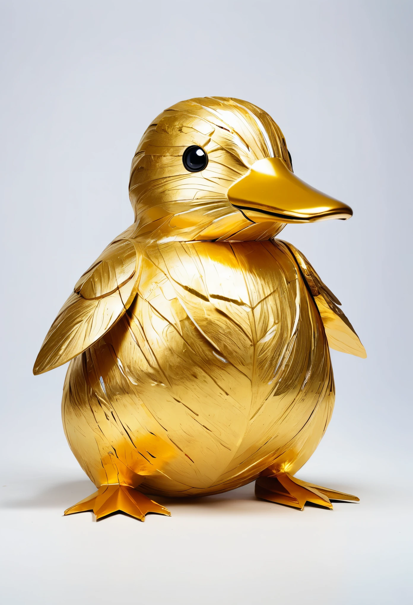Gold Leaf Art,cute Psyduck made of Gold Leaf,Concept Design,negative space,golden ratio,Compared,clear,HD,reality,2D,