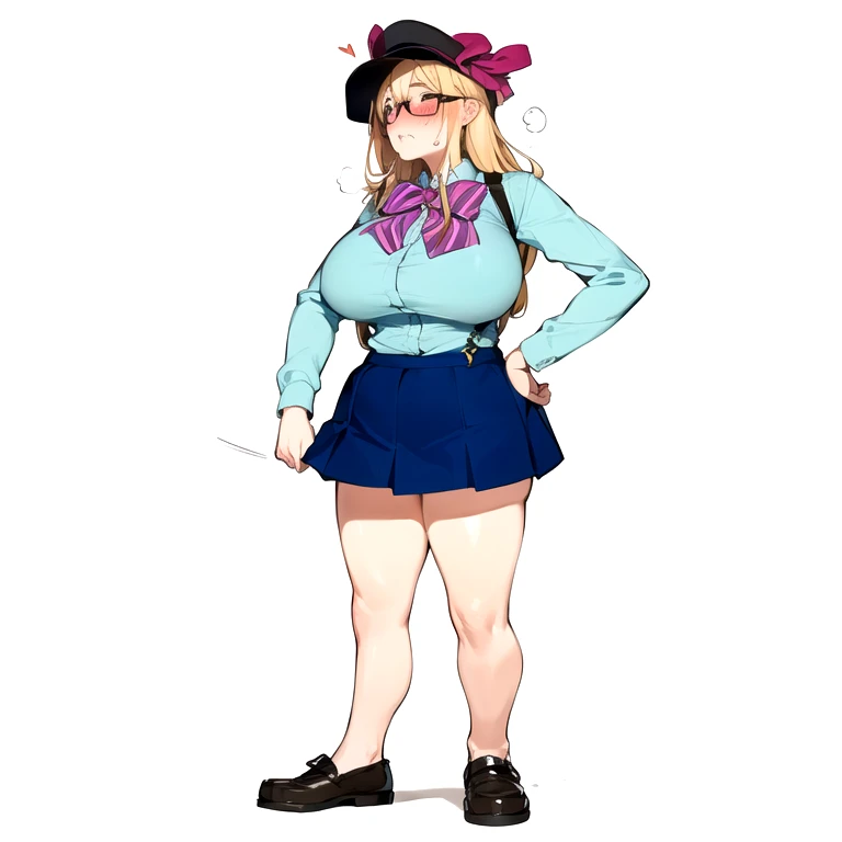 blonde,Glasses,anger,blush,tears,big breasts,bag