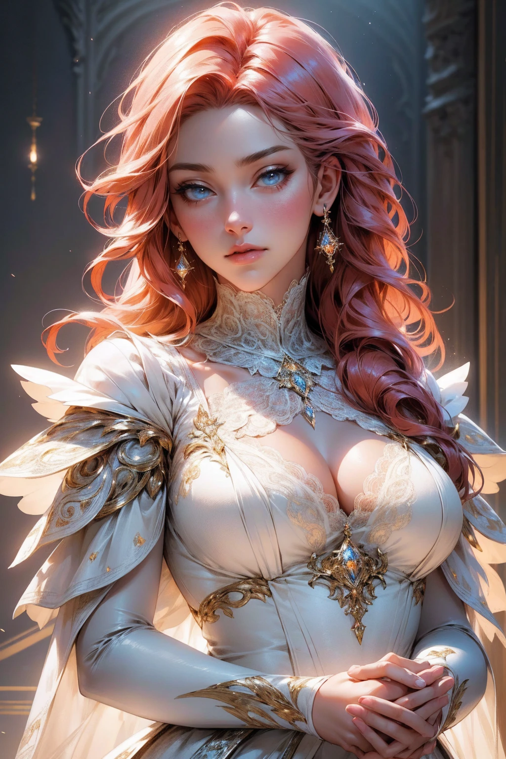 {-erro_de_anatomia:1.0}(best quality,4k,8k,highres,masterpiece:1.2), ultra-detailed, (realistic,photorealistic,photo-realistic:1.37), mature milf, illyasviel von einzbern, redhead hair, upper body, vibrant colors, glowing skin, mesmerizing eyes, elegant pose, enchanting background, delicate lace dress, surreal lighting, ethereal atmosphere, mystical aura, intricate details, artistic medium, digital illustration, fantasy, anime , mouth closed. Different posture , dynamic poses, mouth closed. Different posture, backwards, with chin resting on shoulder. Perfect fingers. Looking ahead, crystal eyes