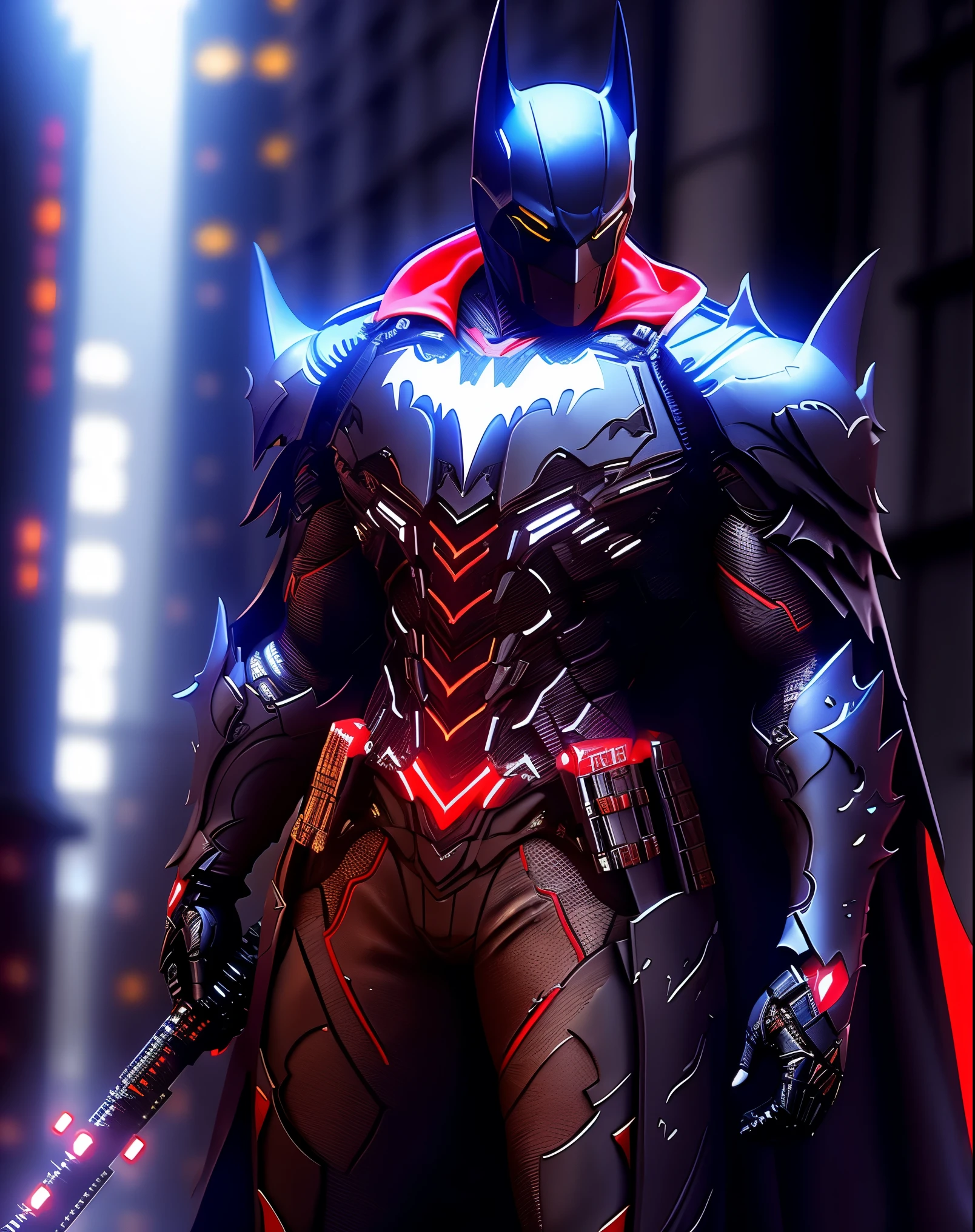 batman arkham knight in a red and black suit, batman beyond, batman mecha, in batman : arkham knight, cyberpunk batman, black and red armor, black octane render, black and red reflected armor, 3d digital art 4k, unreal engine 4k wallpaper, wallpaper 4k, wallpaper 4 k, 4k detailed digital art, dwayne johnson as batman