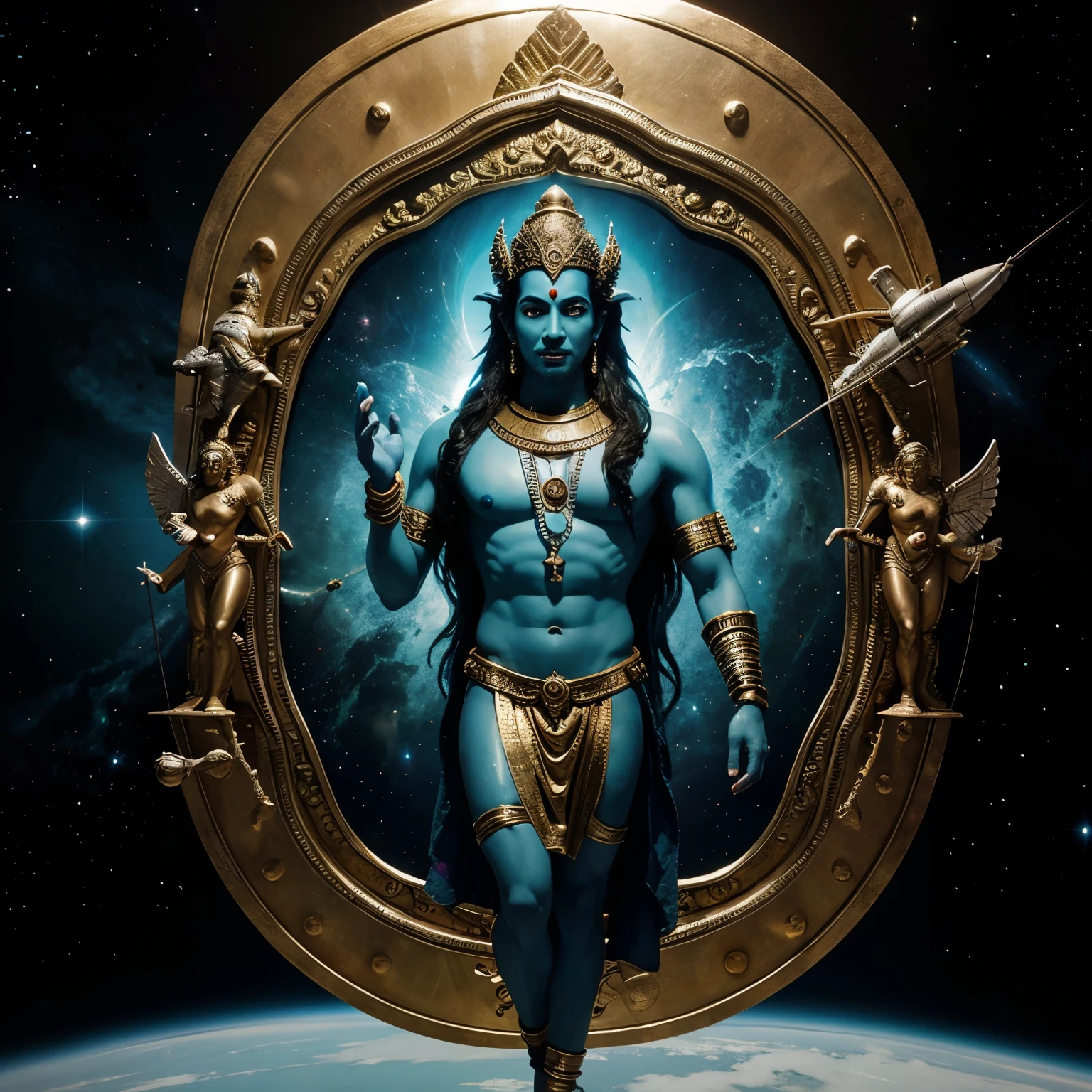 Lord vishnu in space