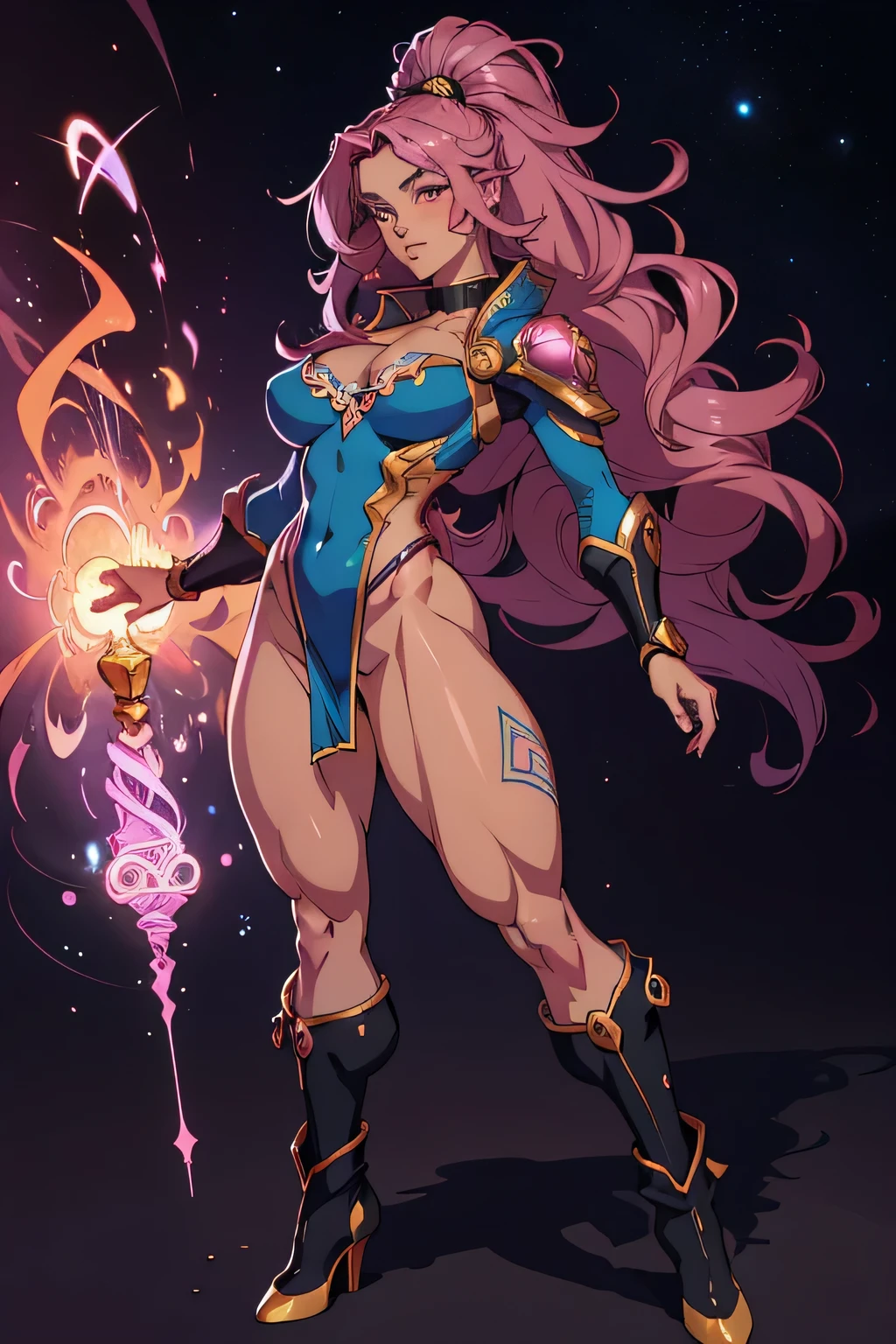 primer plano, de, un, mujer, con, colorido, pelo, y, collar, Cosmic hair anime girl, La suave vitalidad de Rossdraws, Obra de arte de estilo Gouves., fantasy art style, vistoso], vibrant fantasy style, Rossdraws cartoons are full of energy., cosmic and colorful, guweiz, vistoso digital fantasy art, awesome art style, hermoso estilo anime, Full body lighting, brillo de la piel, sexy expression