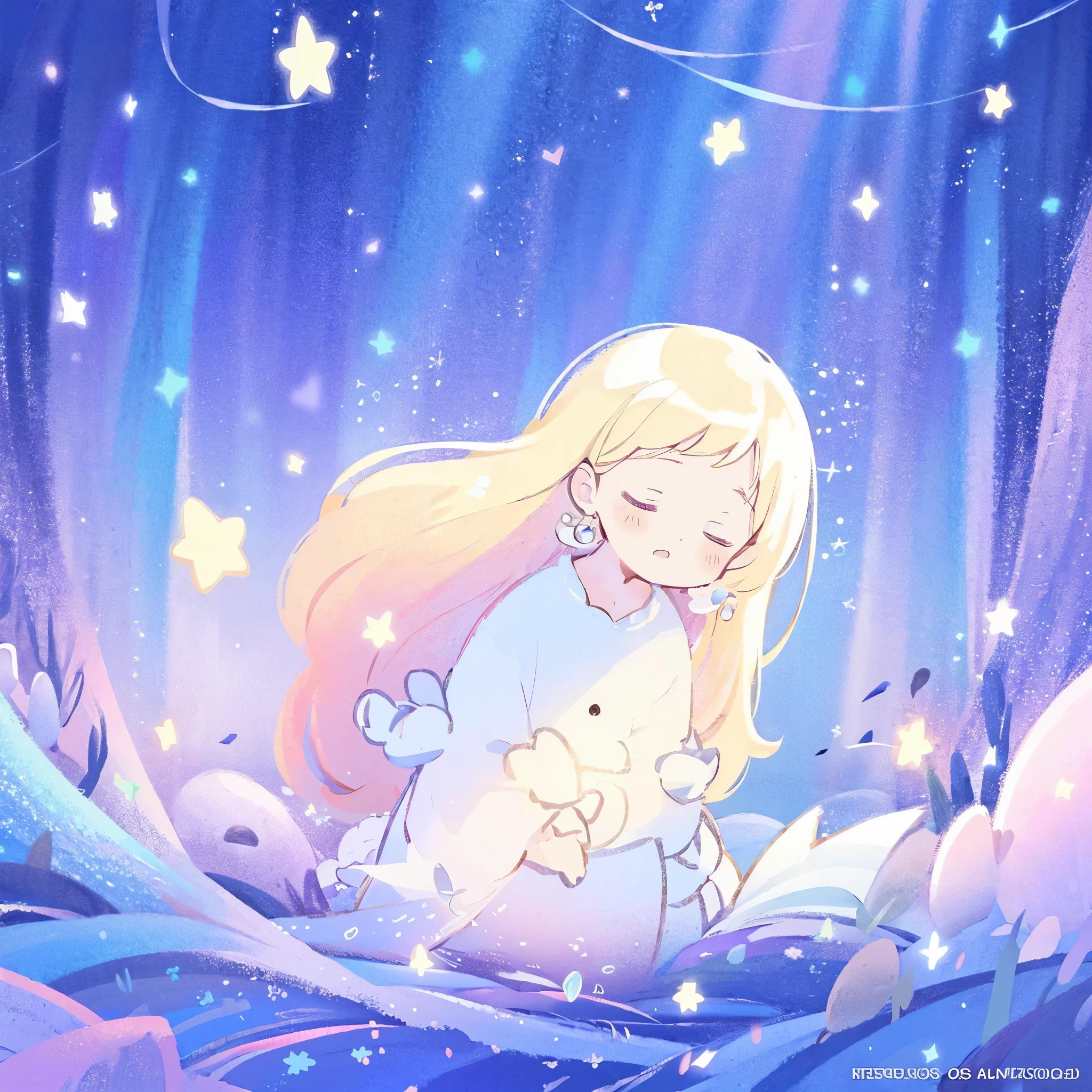 complex background, wishing star background, a woman wearing an ethereal mystical pink translucent dress that reflects the stars, perfume promo art, mystic, complex drawing, highly detailed, Covergirl brand, promo art, artistic rendition, ethereal, starry night, midjourney style