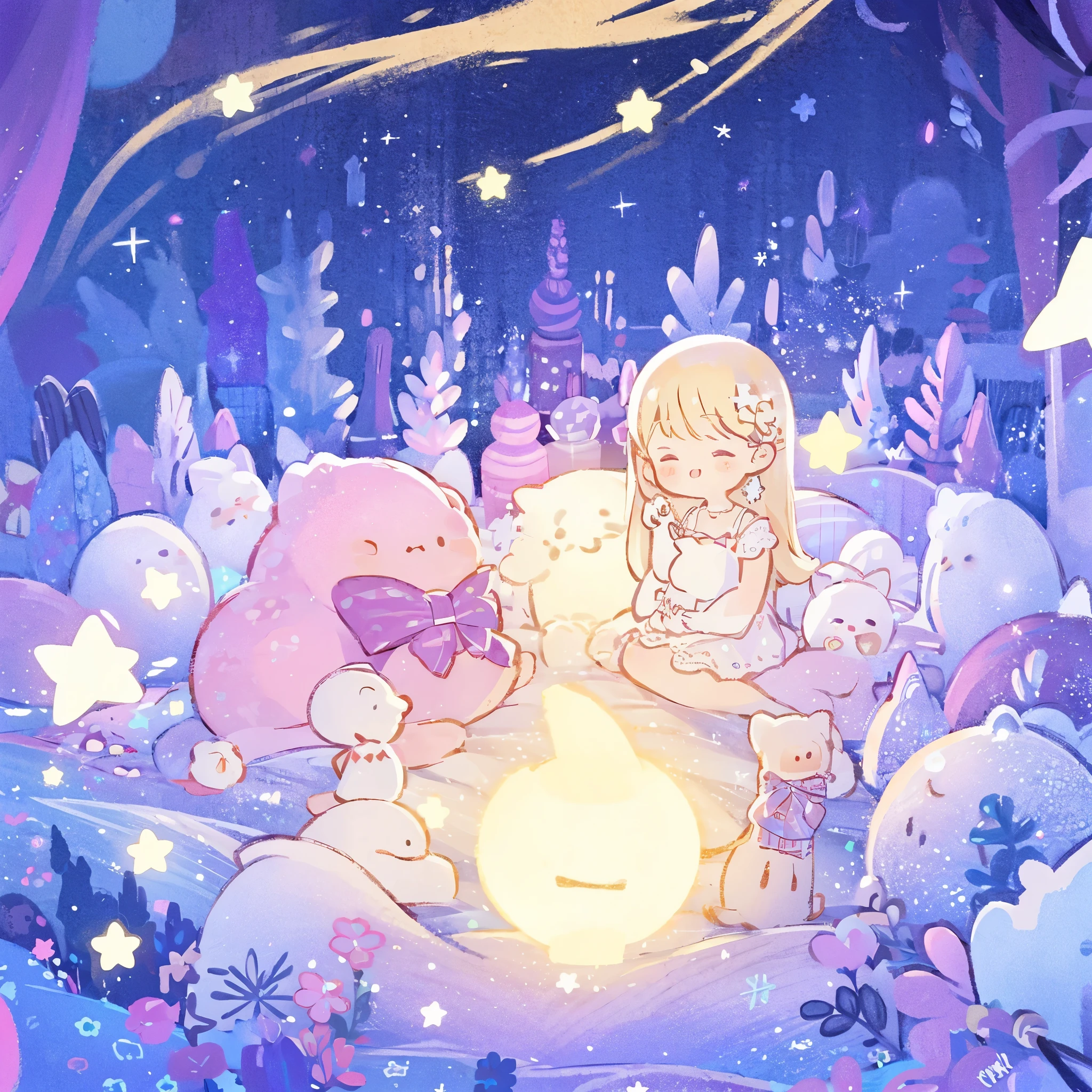 complex background, wishing star background, a woman wearing an ethereal mystical pink translucent dress that reflects the stars, perfume promo art, mystic, complex drawing, highly detailed, Covergirl brand, promo art, artistic rendition, ethereal, starry night, midjourney style