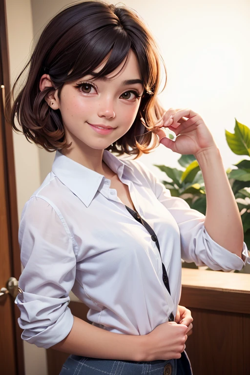 girl, Sweat, vapor, Medium Chest, shy, Great hands, Looking at the audience, Cute Smile