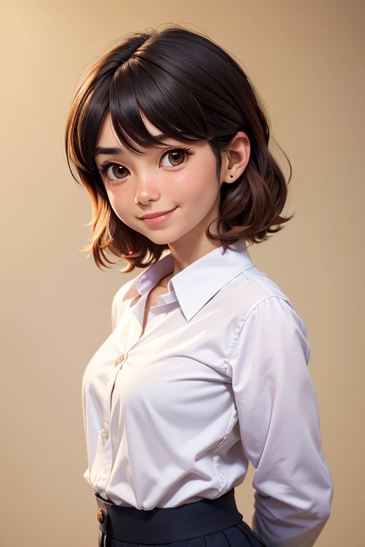 obra maestra, of the highest quality, Mejor calidad, 1 chica, solo, mirando al espectador, , rin tezuka, (amputado sin brazos:1.2), By the chestnut, Cuello, Cuelloed camisa, (doble amputado:1.2), ojos verdes, katawa shoujo, corbata roja, camisa, cabello corto, solo, white camisa, lozhkin, sonrisa, dientes precisos con huecos