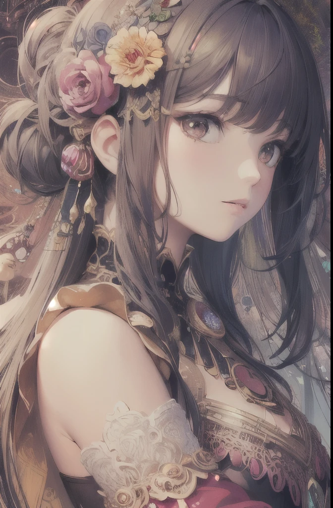 Anime girl with long hair and flower in her hair - SeaArt AI