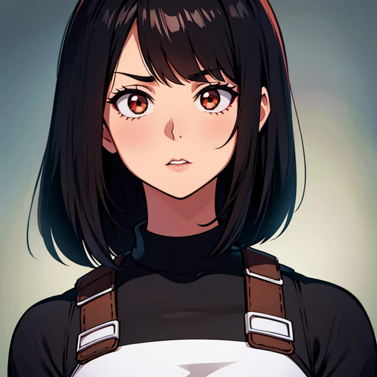 Girl with straight black hair with big brown eyes in Boku no hero academia 