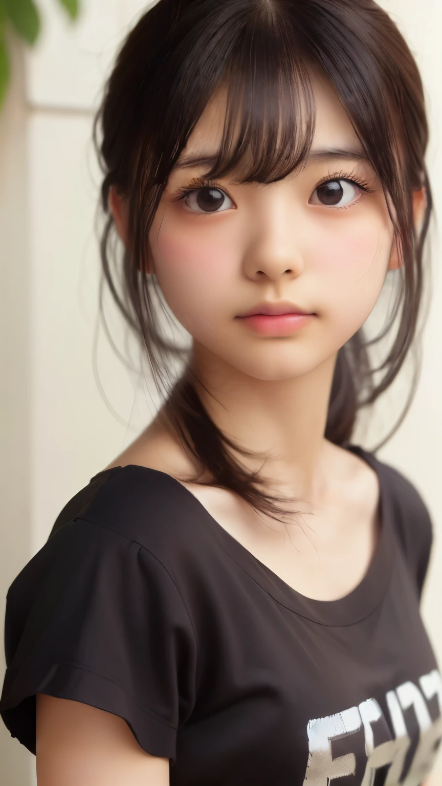 ((sfw: 1.4)), ((detailed face,  professional photography)), ((sfw, hair band, t-shirt, ruffled skirt, 1 Girl)), Ultra High Resolution, (Realistic: 1.4), RAW Photo, Best Quality, (Photorealistic Stick), Focus, Soft Light, ((15 years old)), ((Japanese)), (( (young face))), (surface), (depth of field), masterpiece, (realistic), woman, bangs, ((1 girl))
