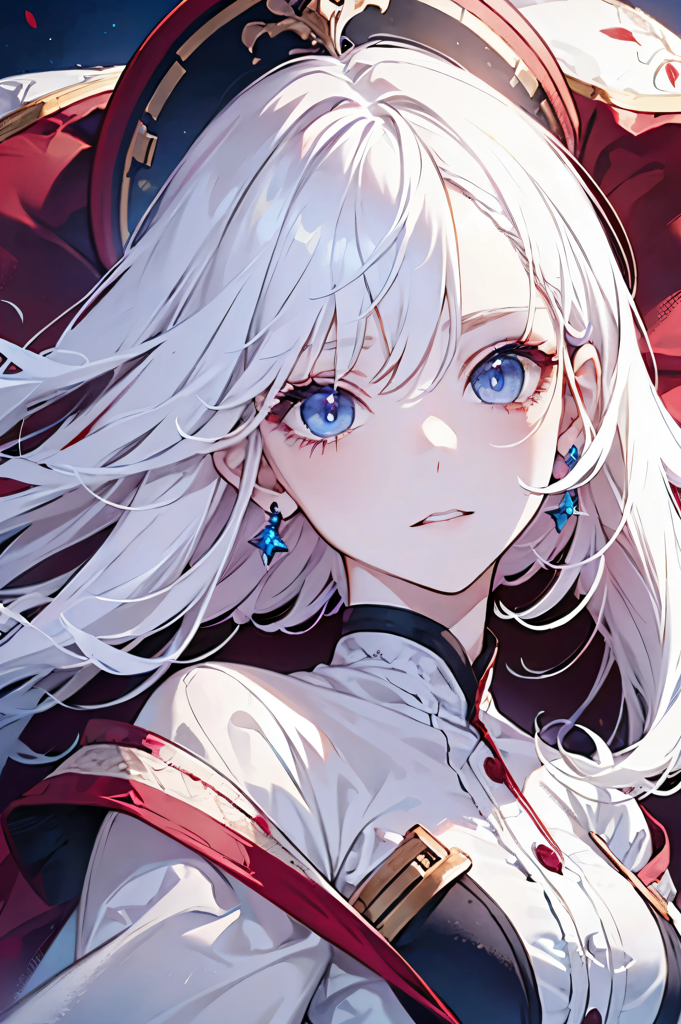Beautiful white hair beautiful girl Has red and blue eyes