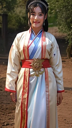 NSFW,perfect face,Suikoden,Lady Lin,,Beautiful costumes with traditional designs,Dirty with dust and mud,Her clothes have been stripped off and she is naked.,big 、big areola、full nude、Pubic hair bladder,full_body,Cloudy white semen overflows from the female genitals、