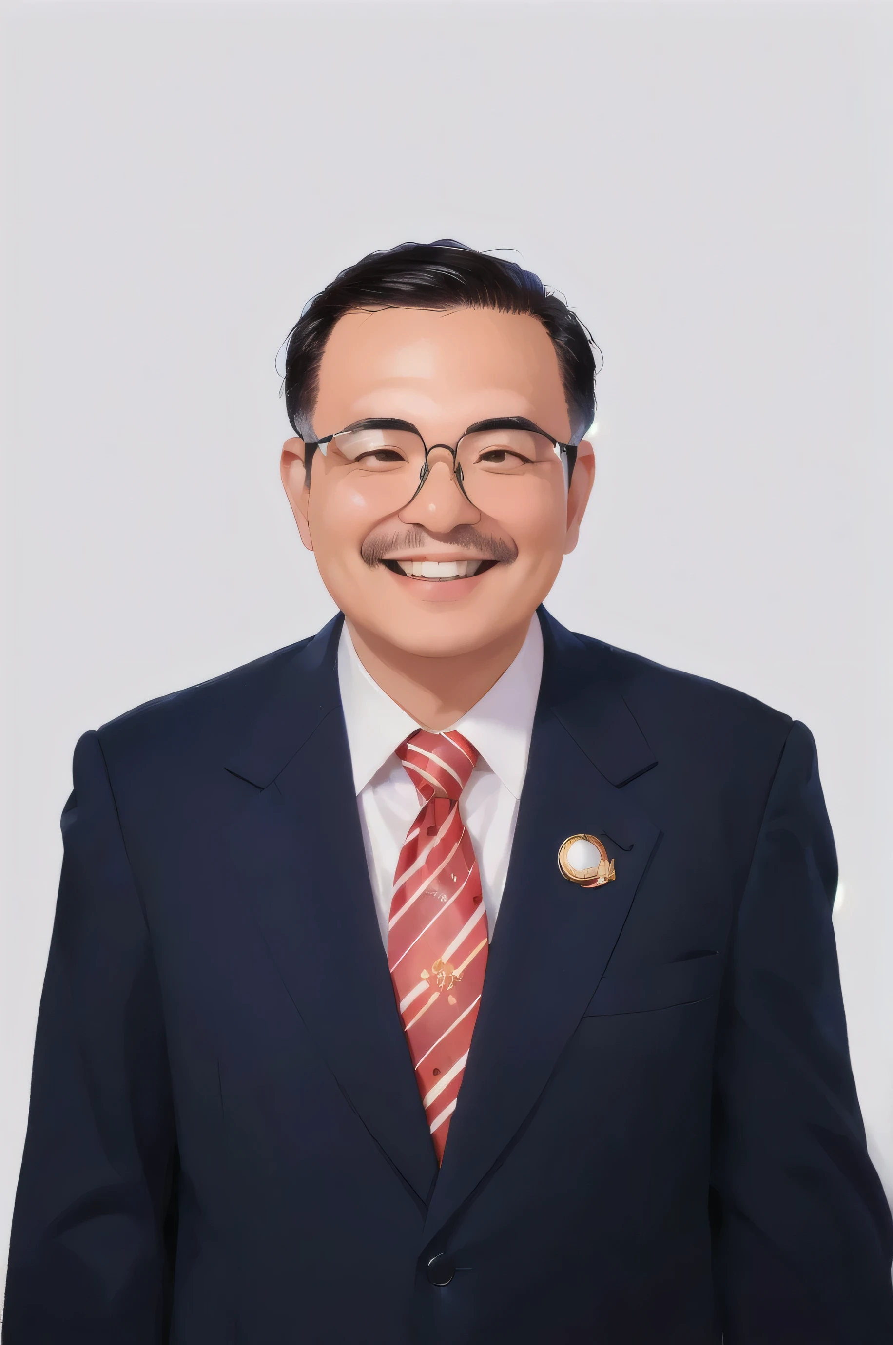 ((Best Quality, 8K, Masterpiece: 1.3)), best quality, ultra high res, smiling man in a suit and tie with a red and white tie, wearing glasses, raden saleh, mohamed chahin, portrait image, full protrait, anton, h. kyoht luterman, official photo, president, representative portrait, ramil sunga, ismail, ceo, ren heng, official government photo, portrait n - 9, official photo portrait