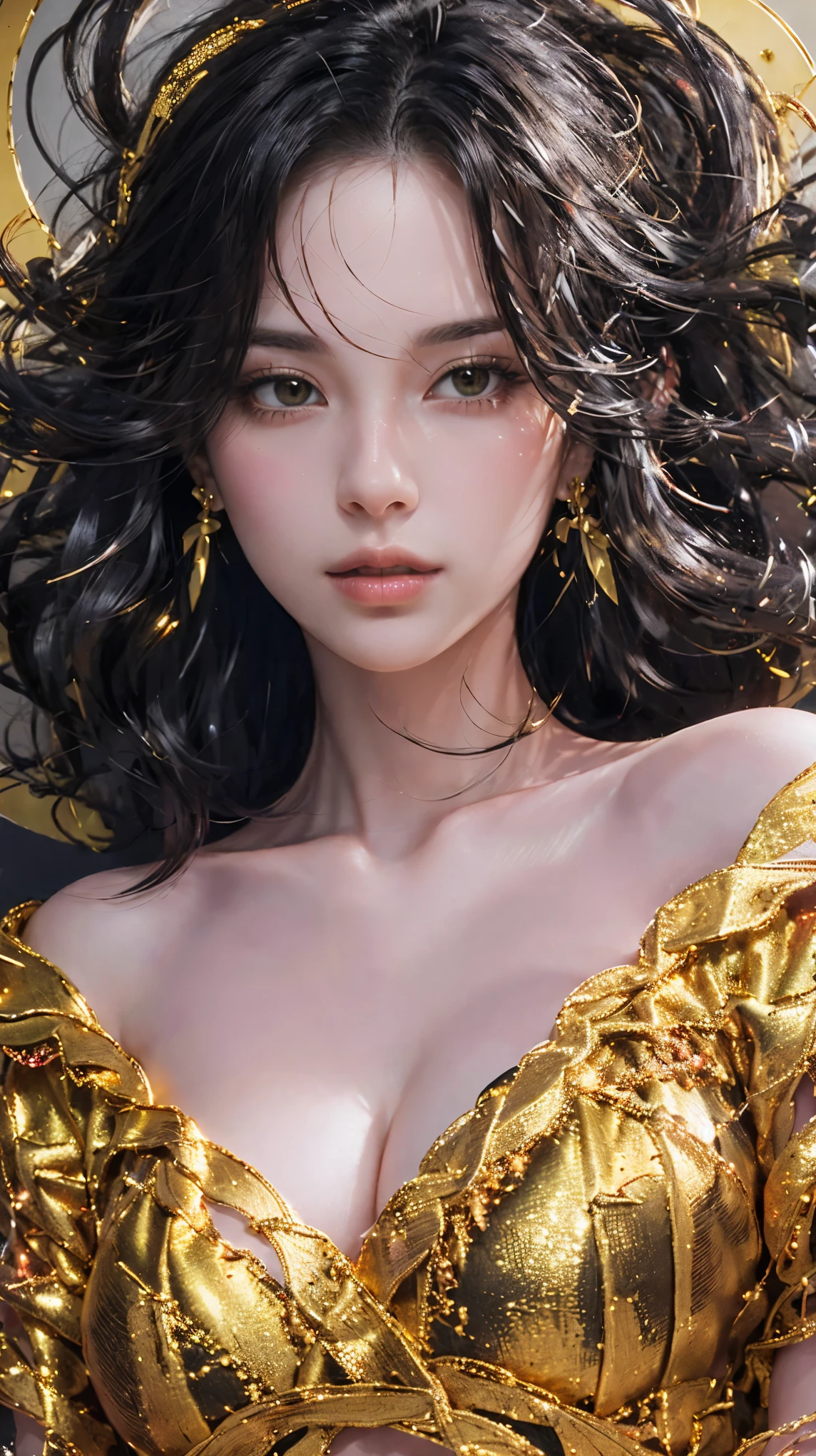 (best quality,4k,8k,highres,masterpiece:1.2),ultra-detailed,(realistic,photorealistic,photo-realistic:1.37),gold leaf finish female figure,artwork,nude,beautiful detailed eyes,beautiful detailed lips,extremely detailed eyes and face,longeyelashes,sensual,serene expression,subtle emotion,graceful pose,soft lighting,delicate brushstrokes,vivid colors,ethereal atmosphere,warm and inviting ambiance,sublime beauty,harmonious composition,graceful curves,golden tones,meticulous attention to detail,sublime craftsmanship,classic elegance,sublime beauty in simplicity,dreamlike quality,golden aura,dynamic composition,smooth and flawless skin,artistic vision,subtle shadows and highlights,masterful technique,emotional depth,golden accents,romantic allure,majestic presence,expressive body language,gentle curves,exquisite physique,powerful femininity.